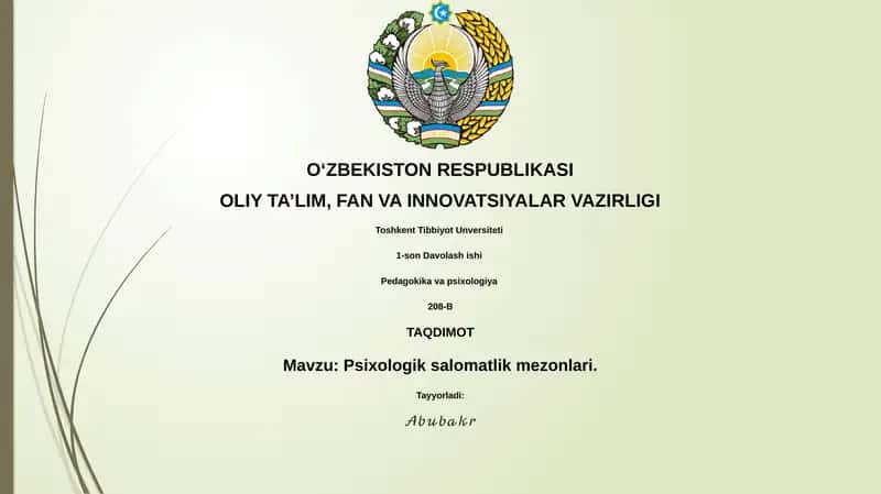 Psixologik salomatlik mezonlari 1