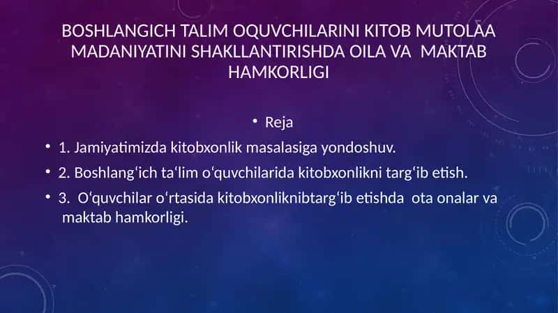 Talim va O'qitishda Oilaviy Hamkorlik 1