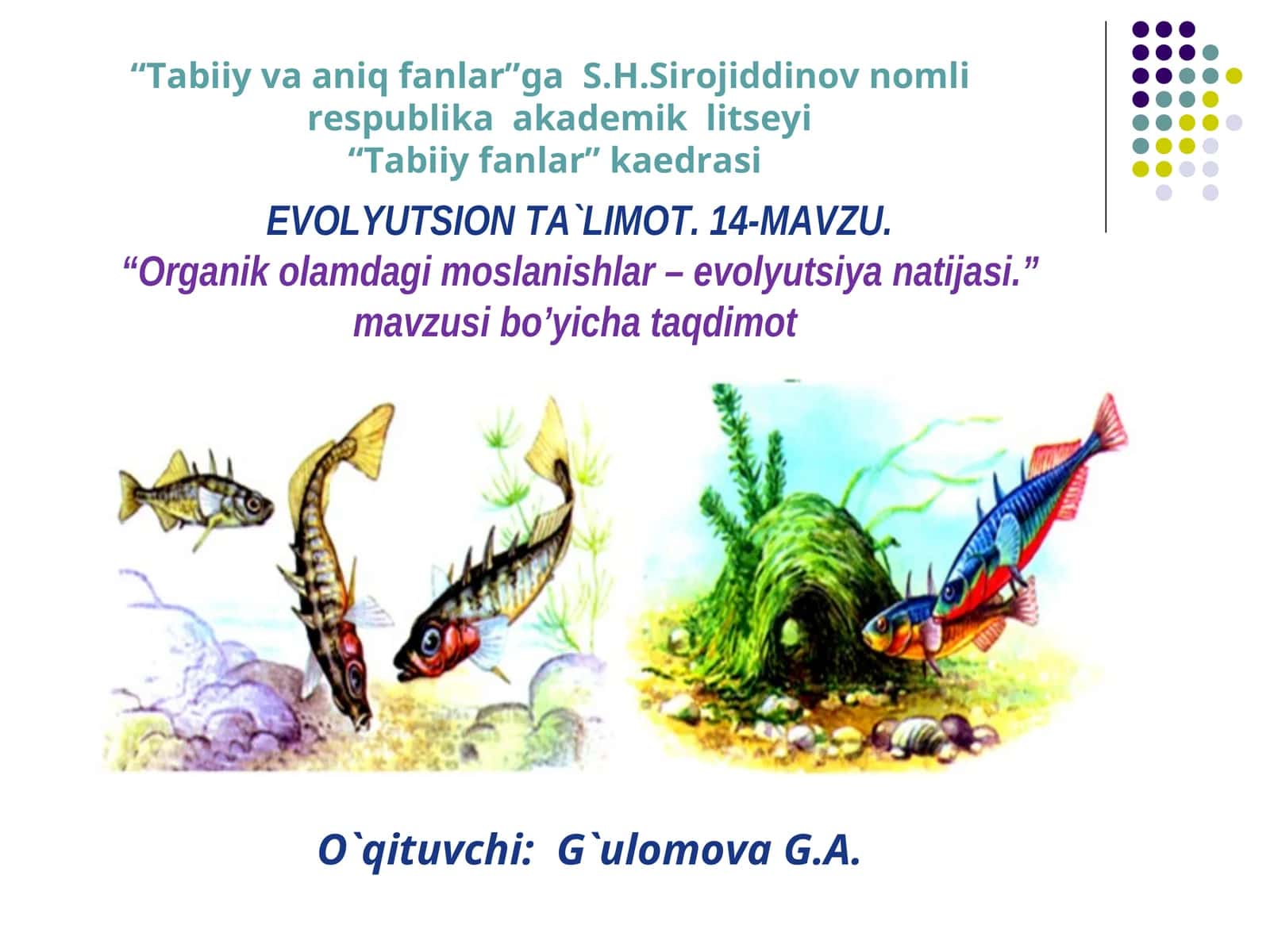 EVOLYUTSION TA`LIMOT. 14- MAWZU 1
