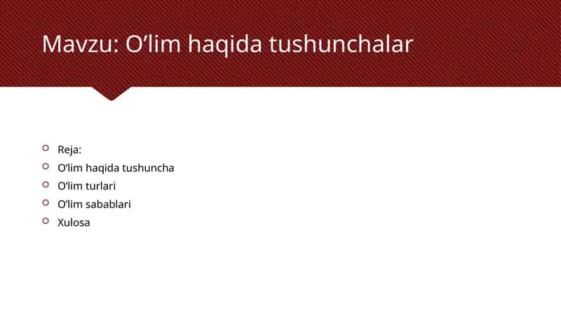 O'lim haqida tushunchalar 1