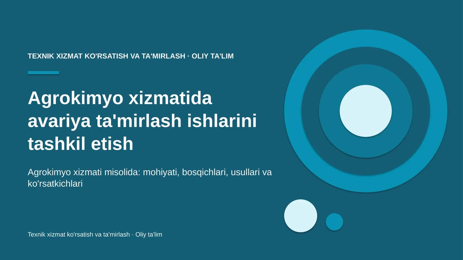 Agrokimyo xizmatida avariya ta'mirlash ishlarini tashkil etish 1