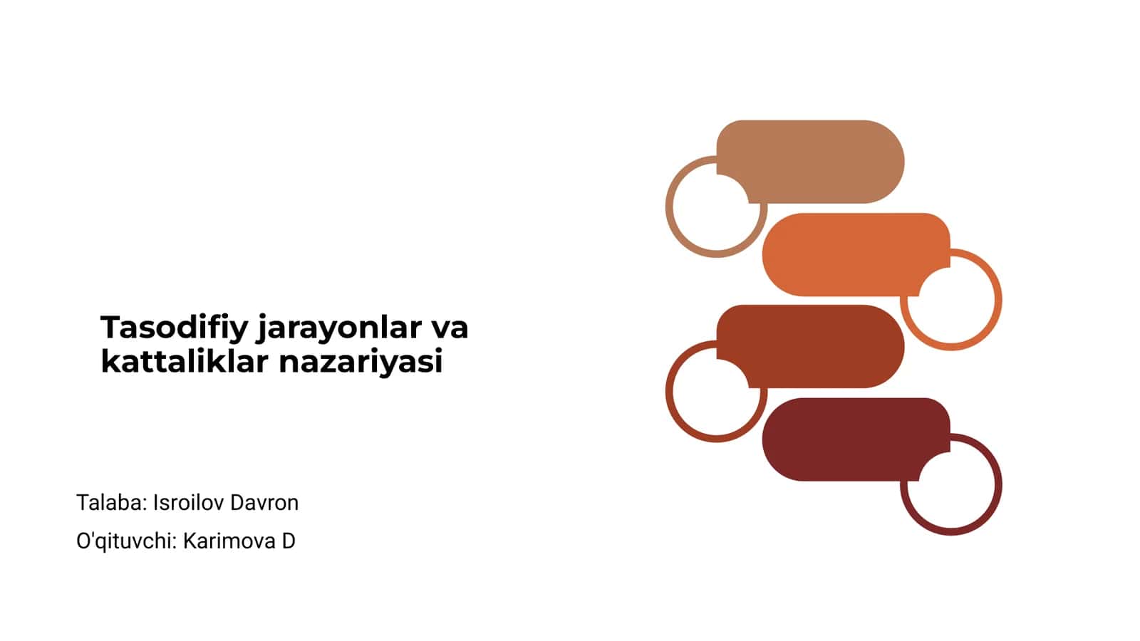 Tasodifiy jarayonlar va kattaliklar nazariyasi 1