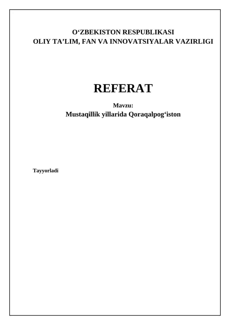 Mustaqillik yillarida Qoraqalpogʻiston 1