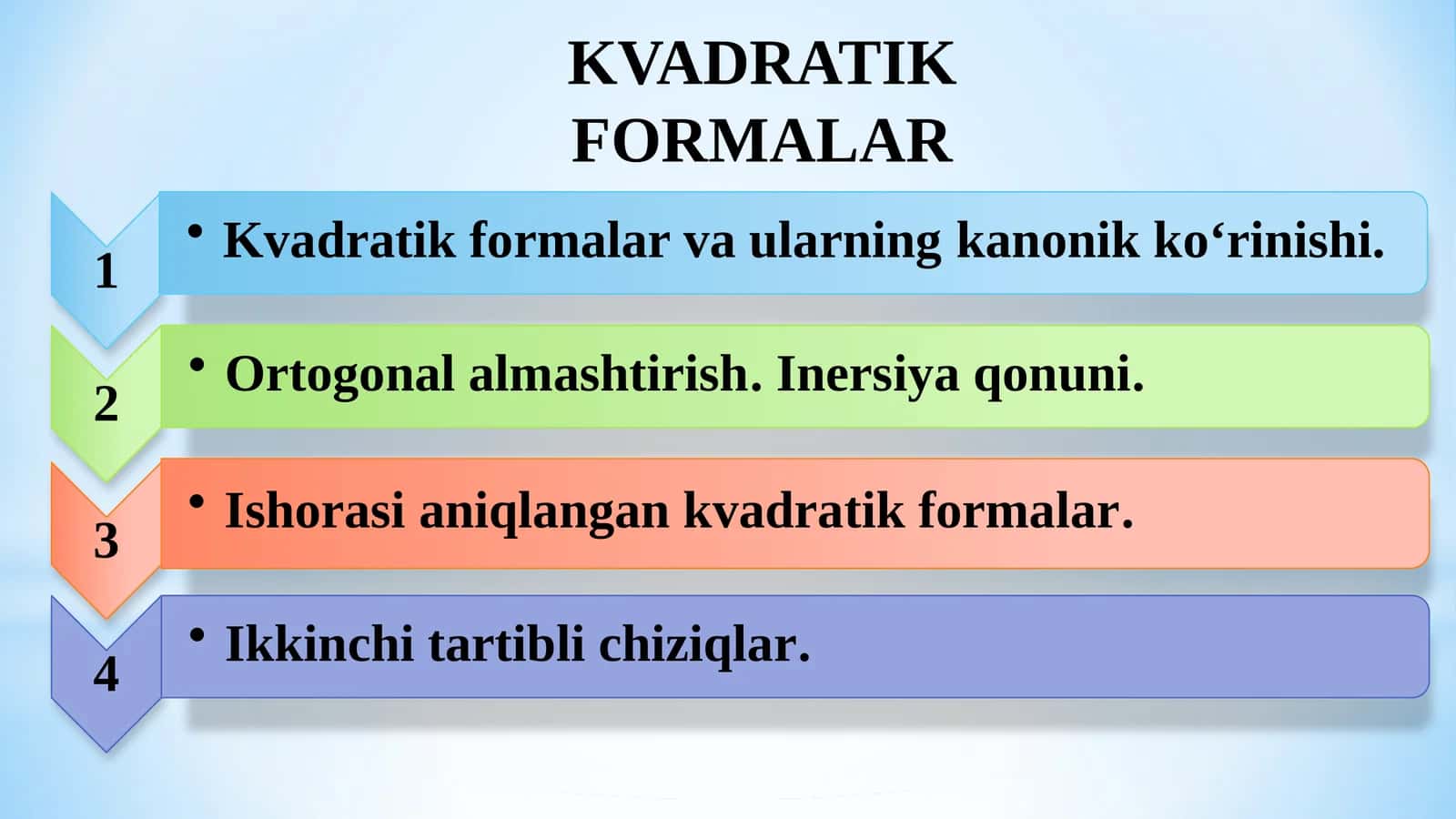 Kvadratik formalarni o'rganamiz 1