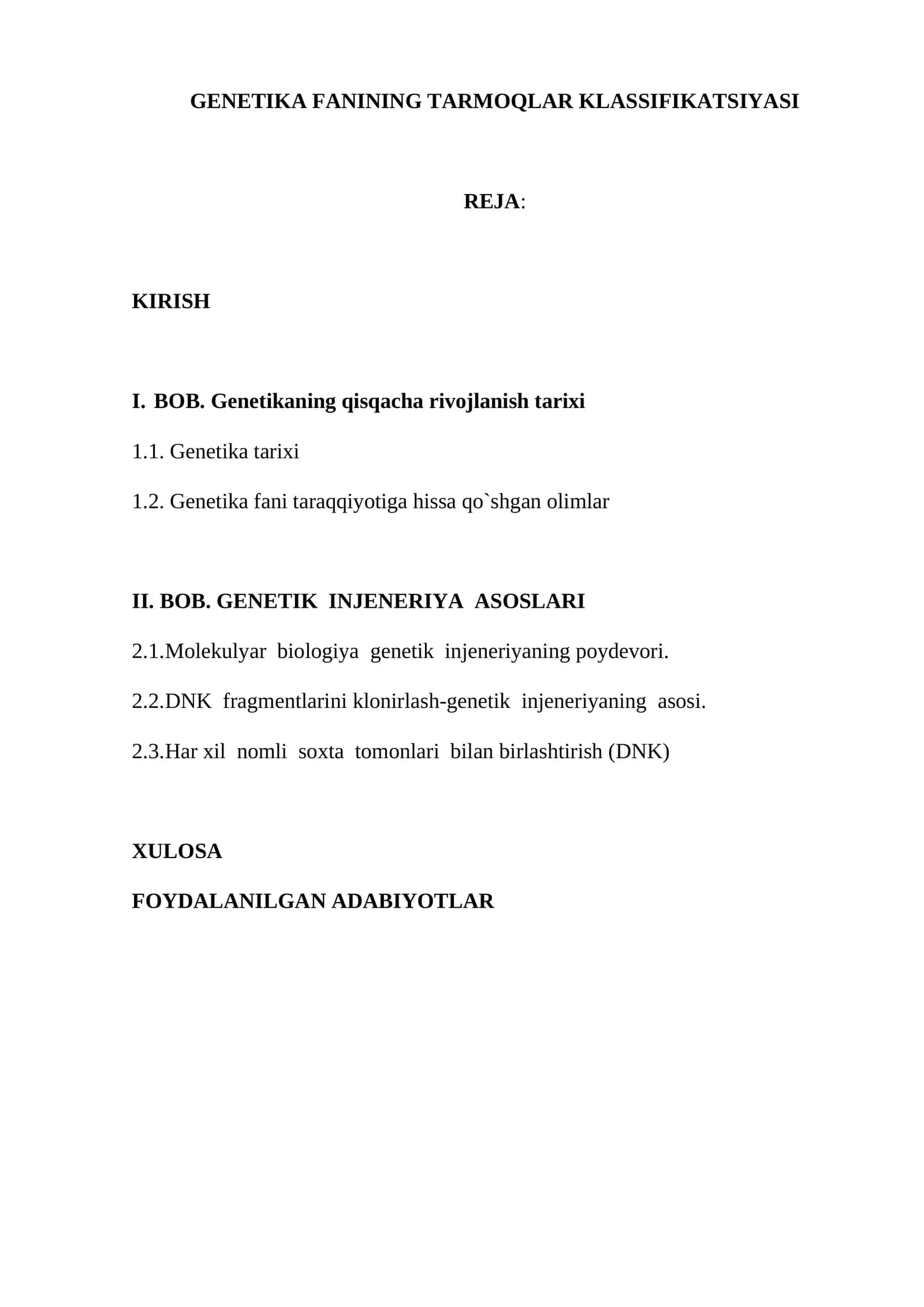 GINETIKA FANINING TARMOQLAR KLASSIFIKATSIYASI 1