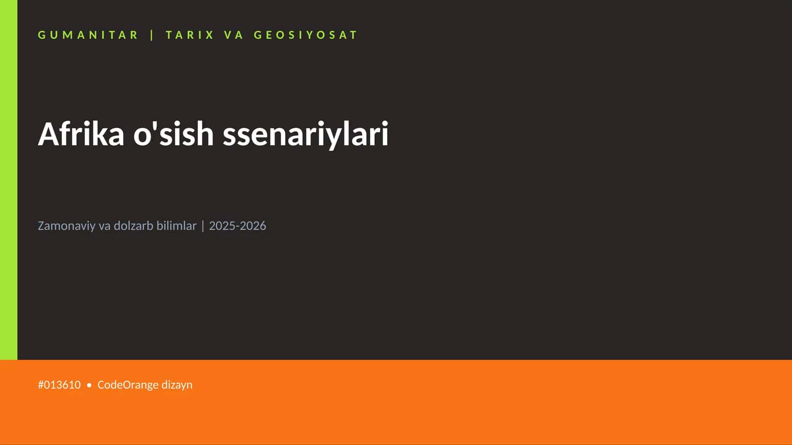 Afrika o'sish ssenariylari 1