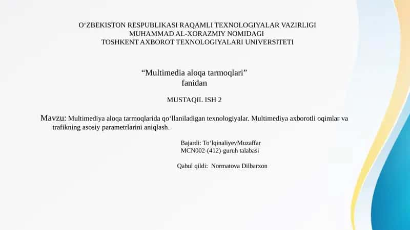 Multimediya aloqa tarmoqlari 1
