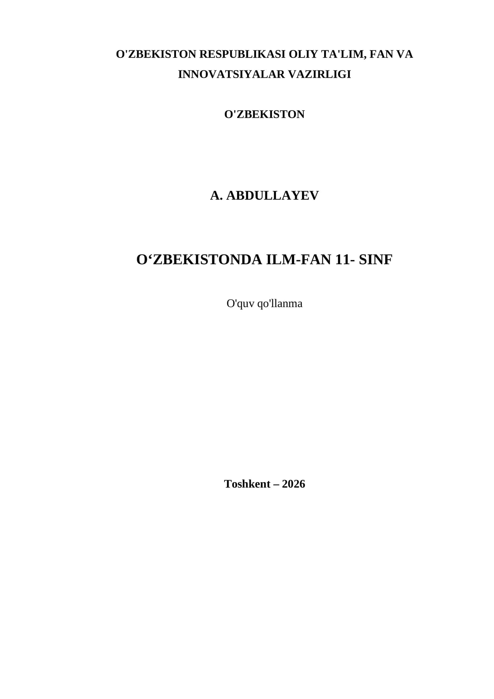 O‘ZBEKISTONDA ILM-FAN 11- SINF 1
