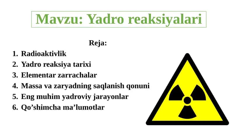 Yadro reaksiyalari 1