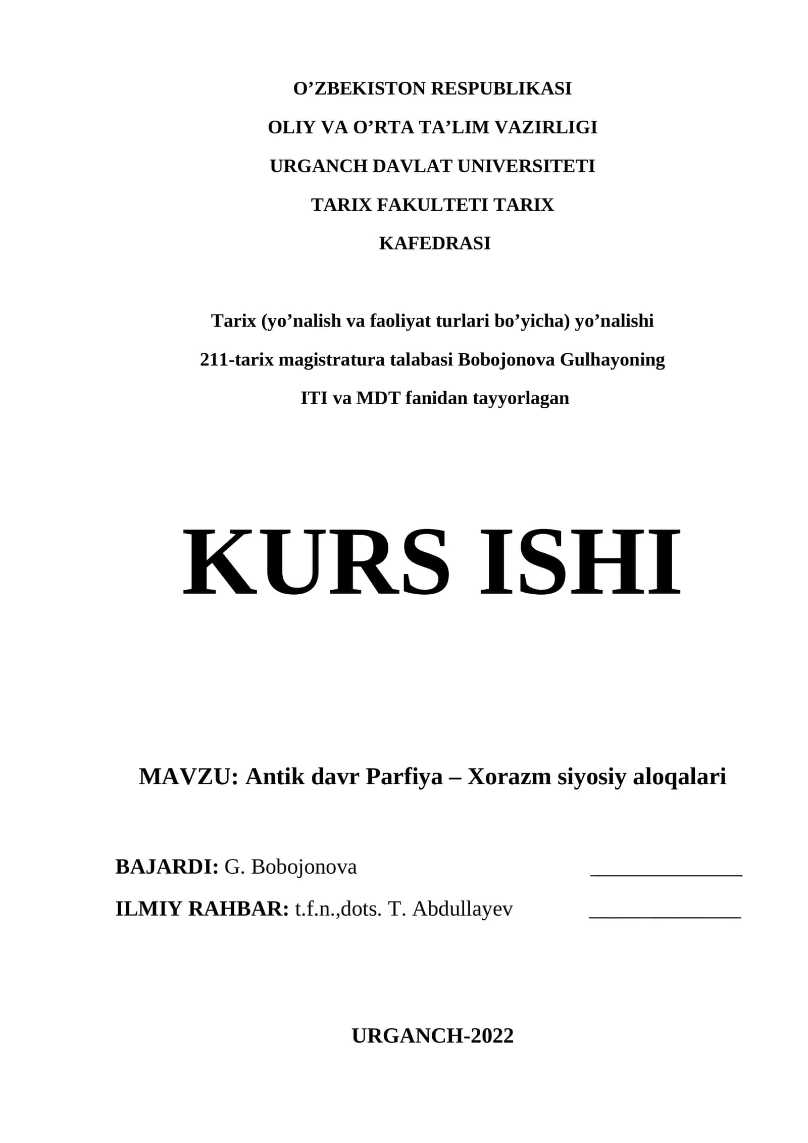 Antik davr Parfiya – Xorazm siyosiy aloqalari 1