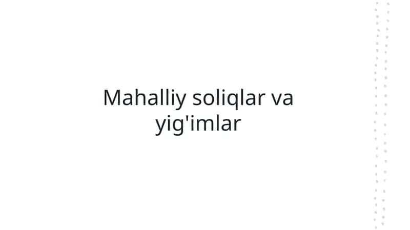 Mahalliy soliqlar va yig imlar 1