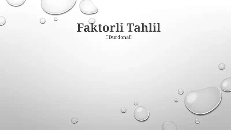 Faktorli Tahlil 1