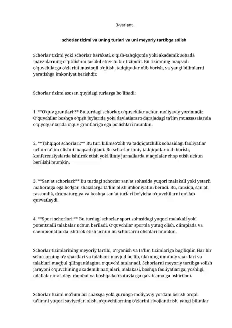 Schorlar tizimi va uning turlari