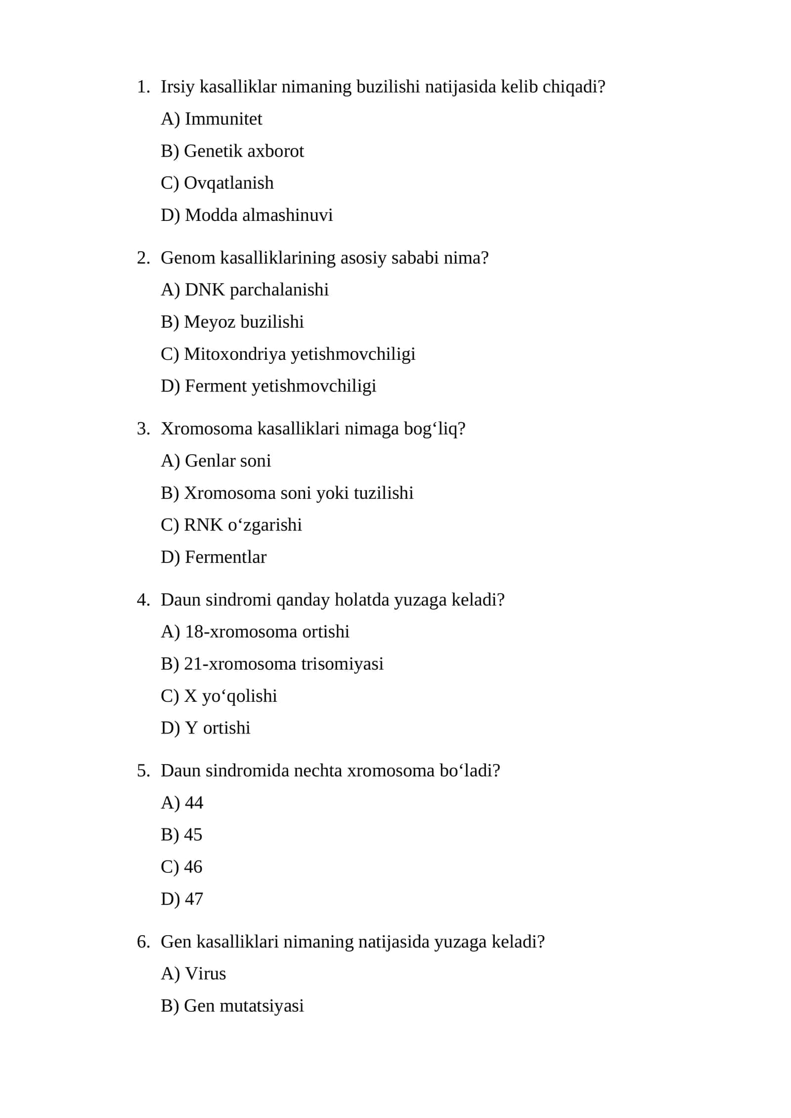 Xromosoma kasalliklari 1