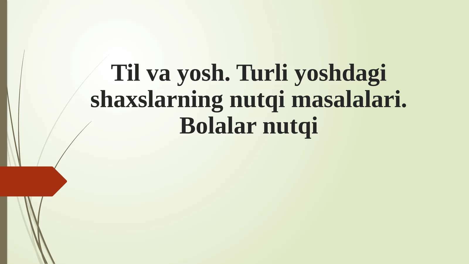 Til va yosh. Turli yoshdagi shaxslarning nutqi masalalari 1