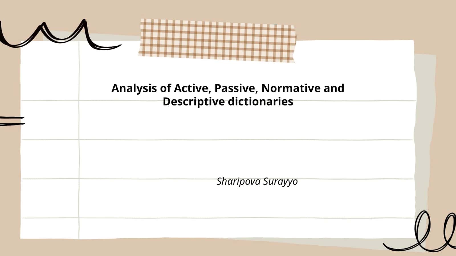 Analysis of Active, Passive, Normative and Descriptive dictionaries 1