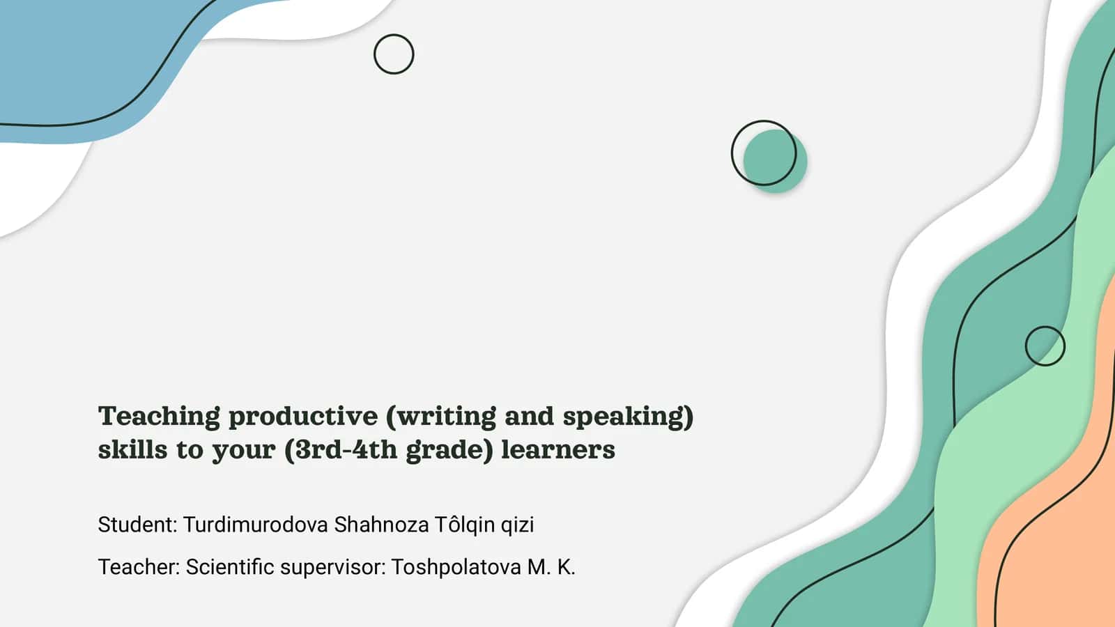 PRODUCTIVE SKILLS FOR LEARNERS 1