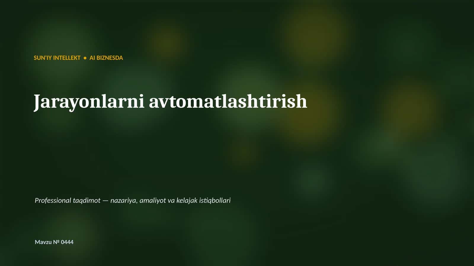 SUN'IY INTELLEKT • AI BIZNESDA 1