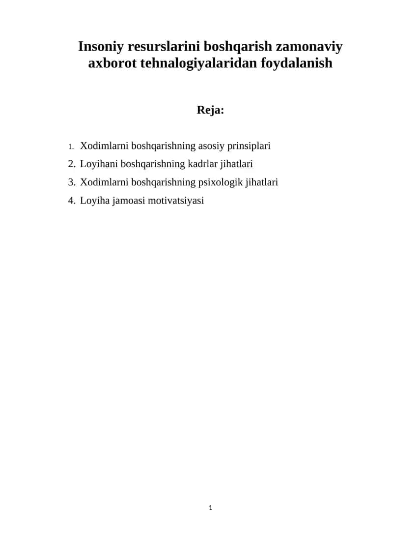 Xodimlarni boshqarishning asosiy prinsiplari 1