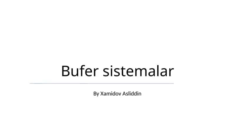Bufer sistemalar 1