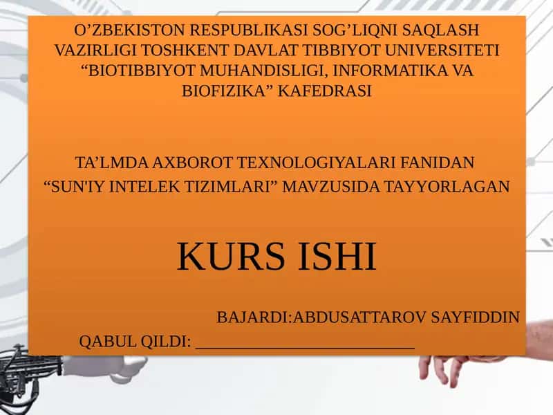 SUN'IY INTELEKTIZIMLARI KURS ISHI 1