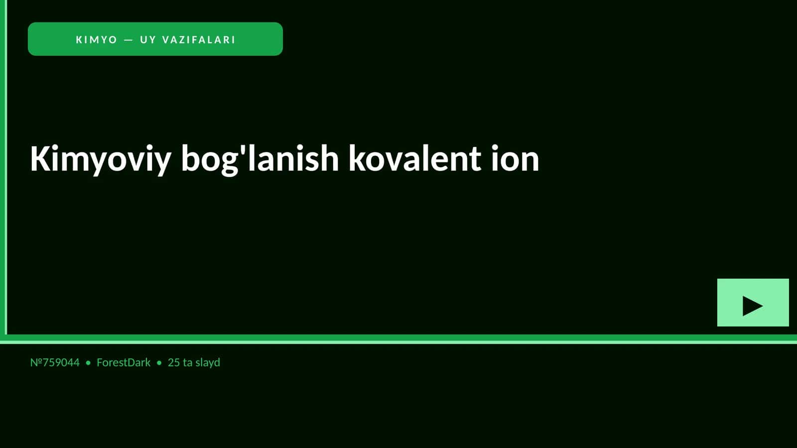 KIMYO — UY VAZIFALARI 1