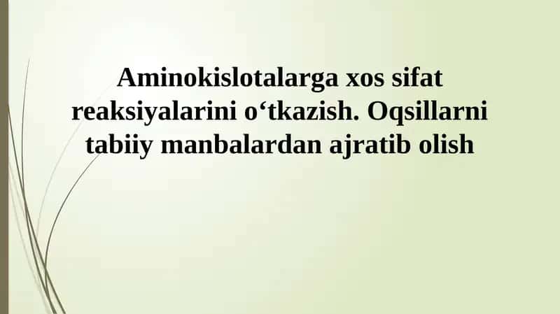 Aminokislotalar va Oqsillarning Ahamiyati 1
