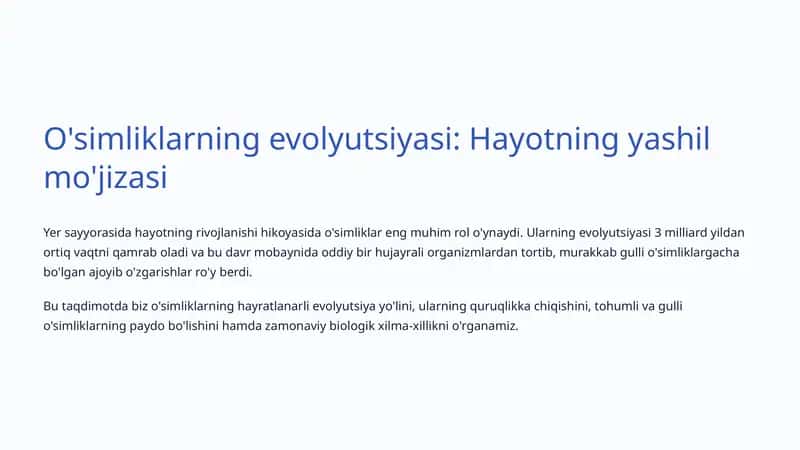 O'simliklarning evolyutsiyasi 1