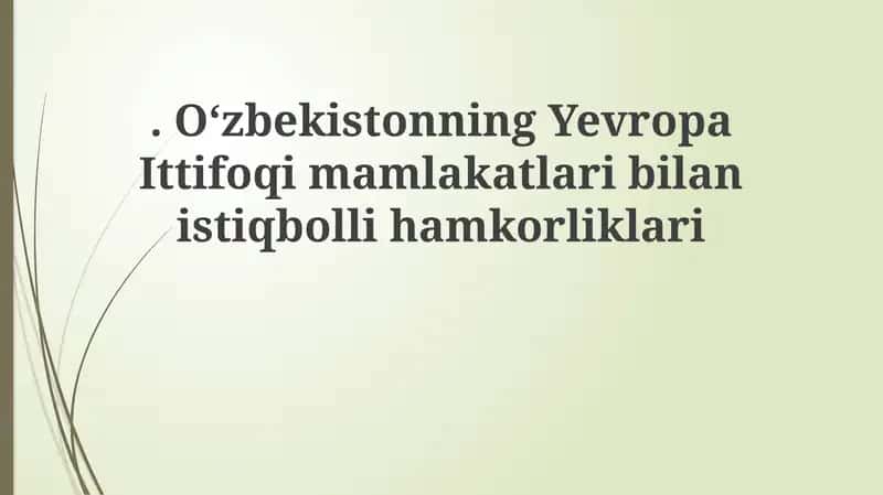 O'zbekiston-Yevropa Ittifoqi: Hamkorlikning ustuvor yo'nalishlari 1
