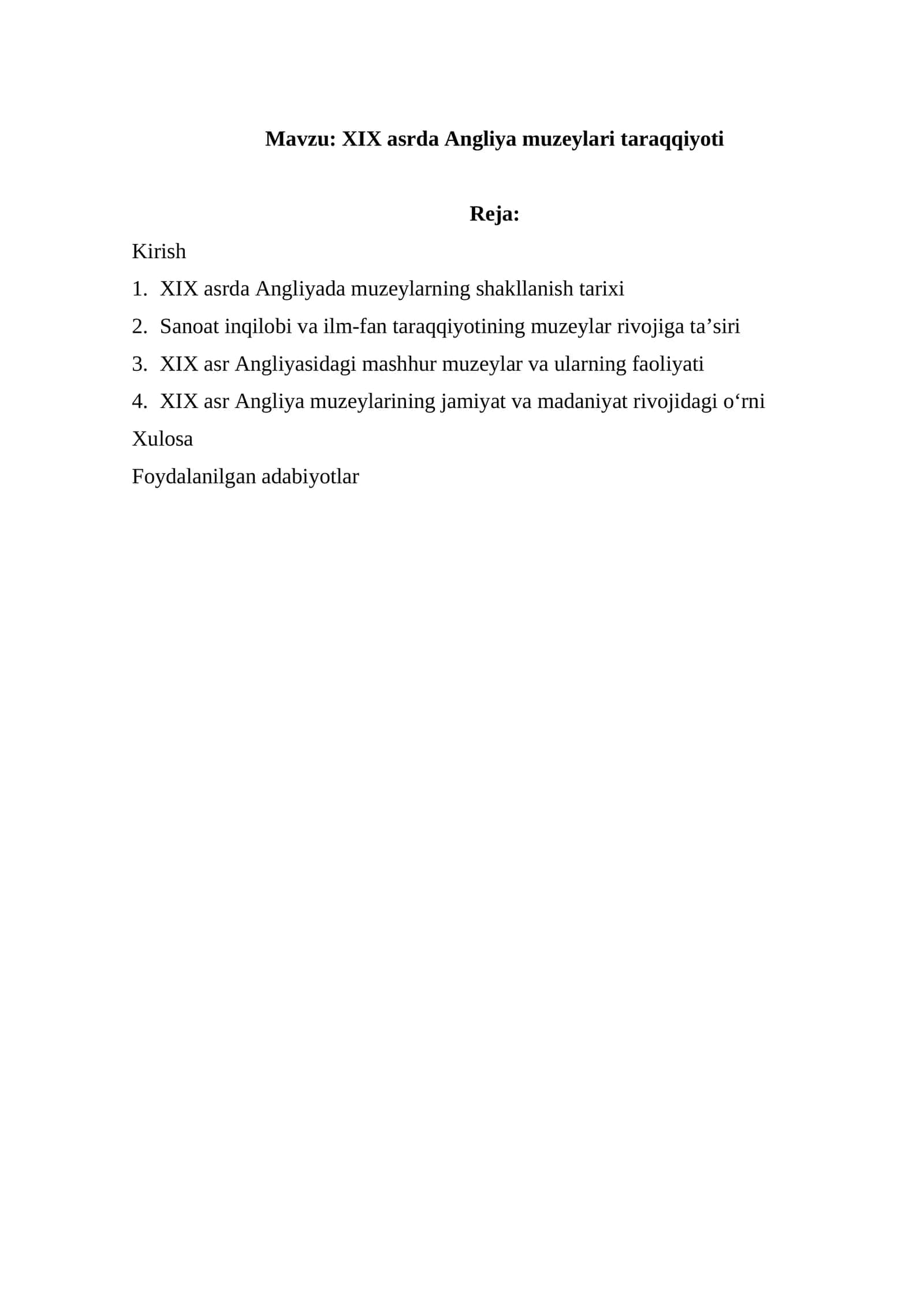 XIX asrda Angliya muzeylari taraqqiyoti 1