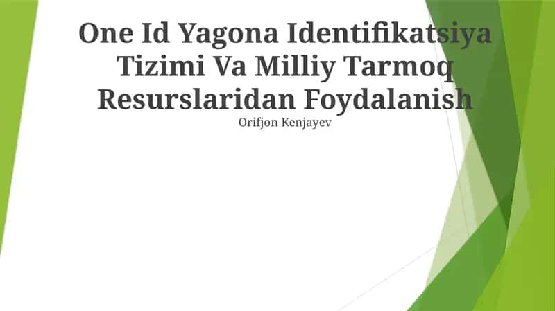 One Id Yagona Identifikatsiya Tizimi 1
