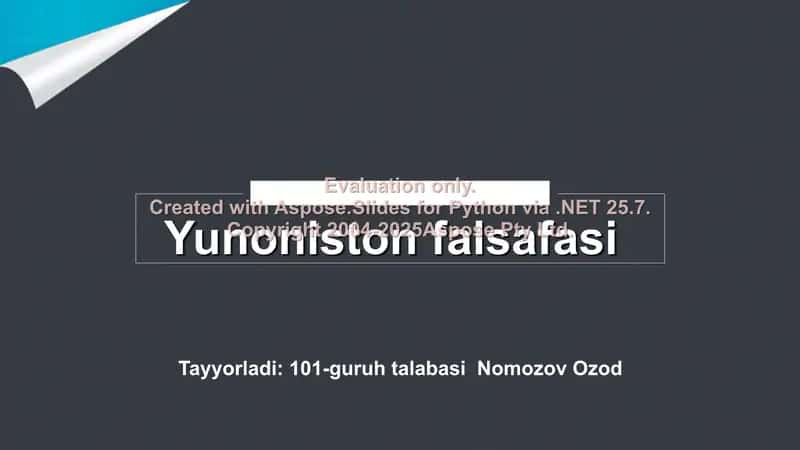 Yunoniston falsafasi 1