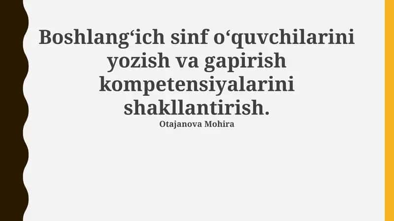 Yozuv va Nutq Ko'nikmalari 1