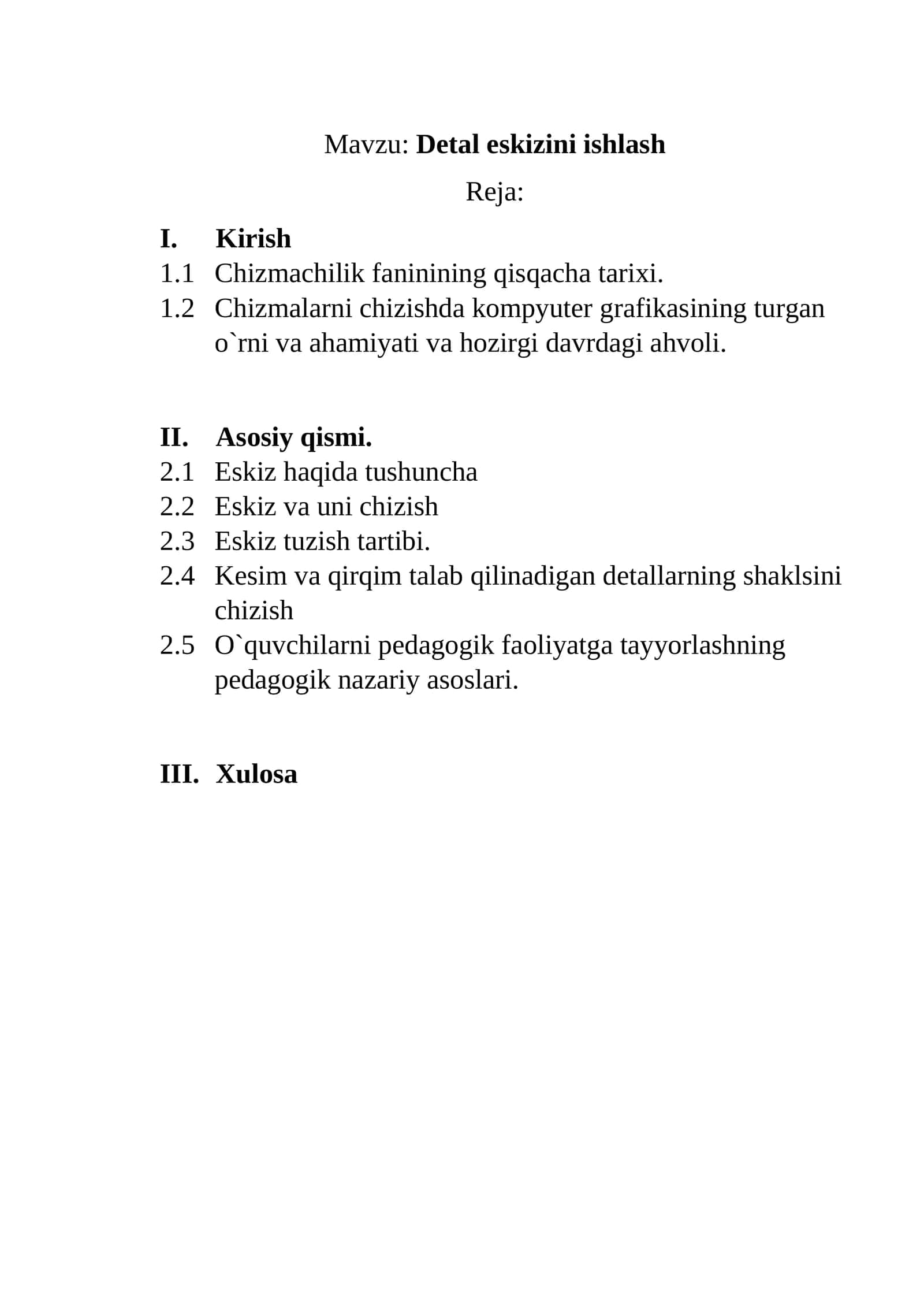 Detal eskizini ishlash 1