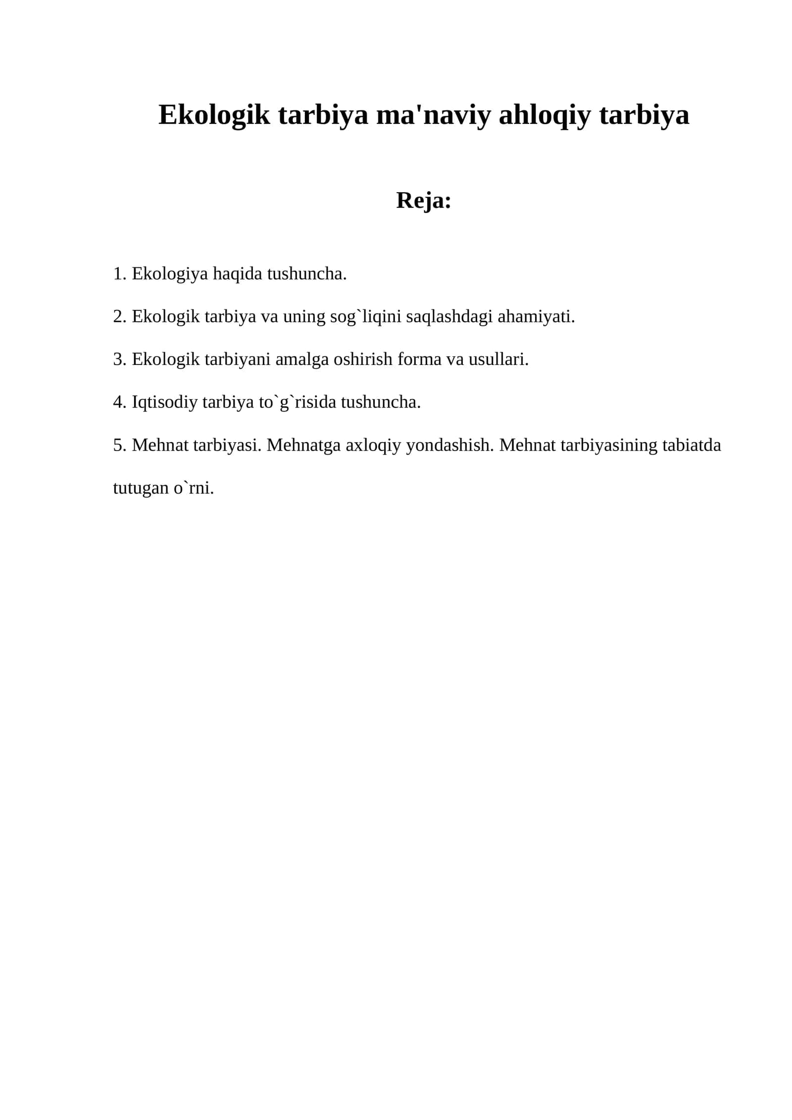 Ekologik tarbiya ma'naviy ahloqiy tarbiya 1