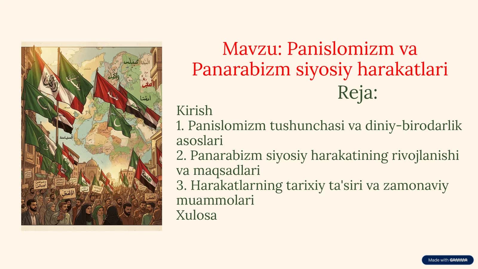 Panislomizm va Panarabizm siyosiy harakatlari 1