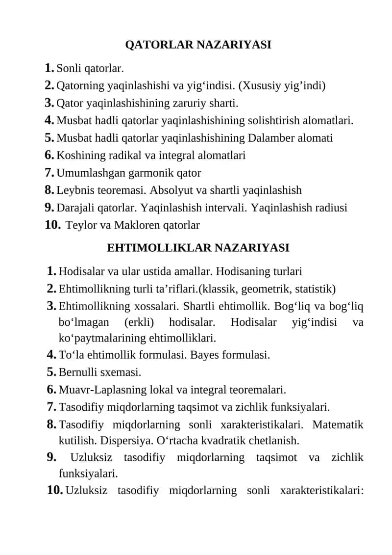 QATORLAR NAZARIYASI 1