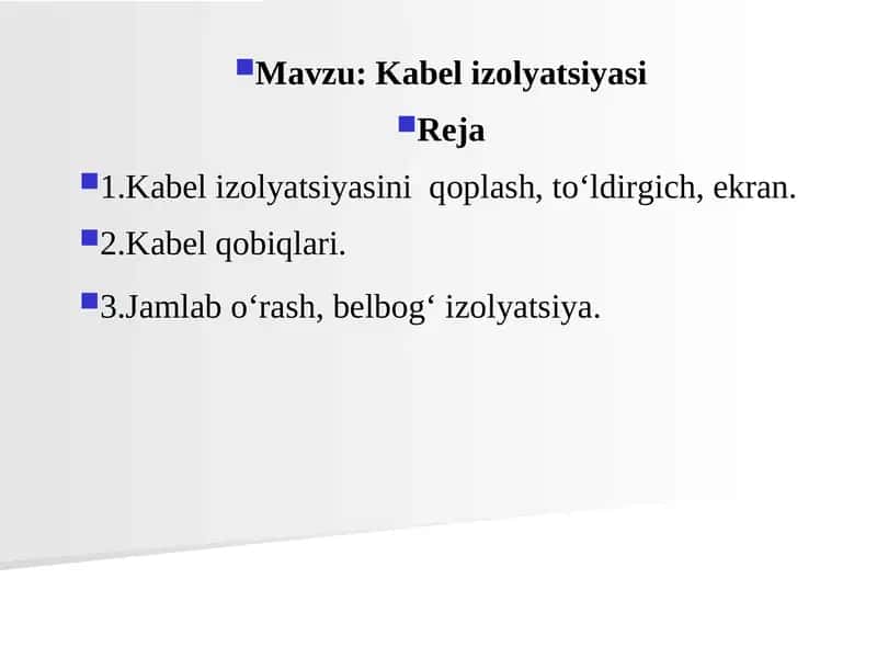 Kabel izolyatsiyasi 1