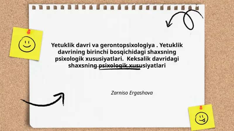 Yetuklik davri va gerontopsixologiya 1