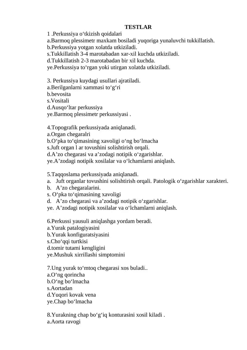 Perkussiya o‘tkizish qoidalari 1
