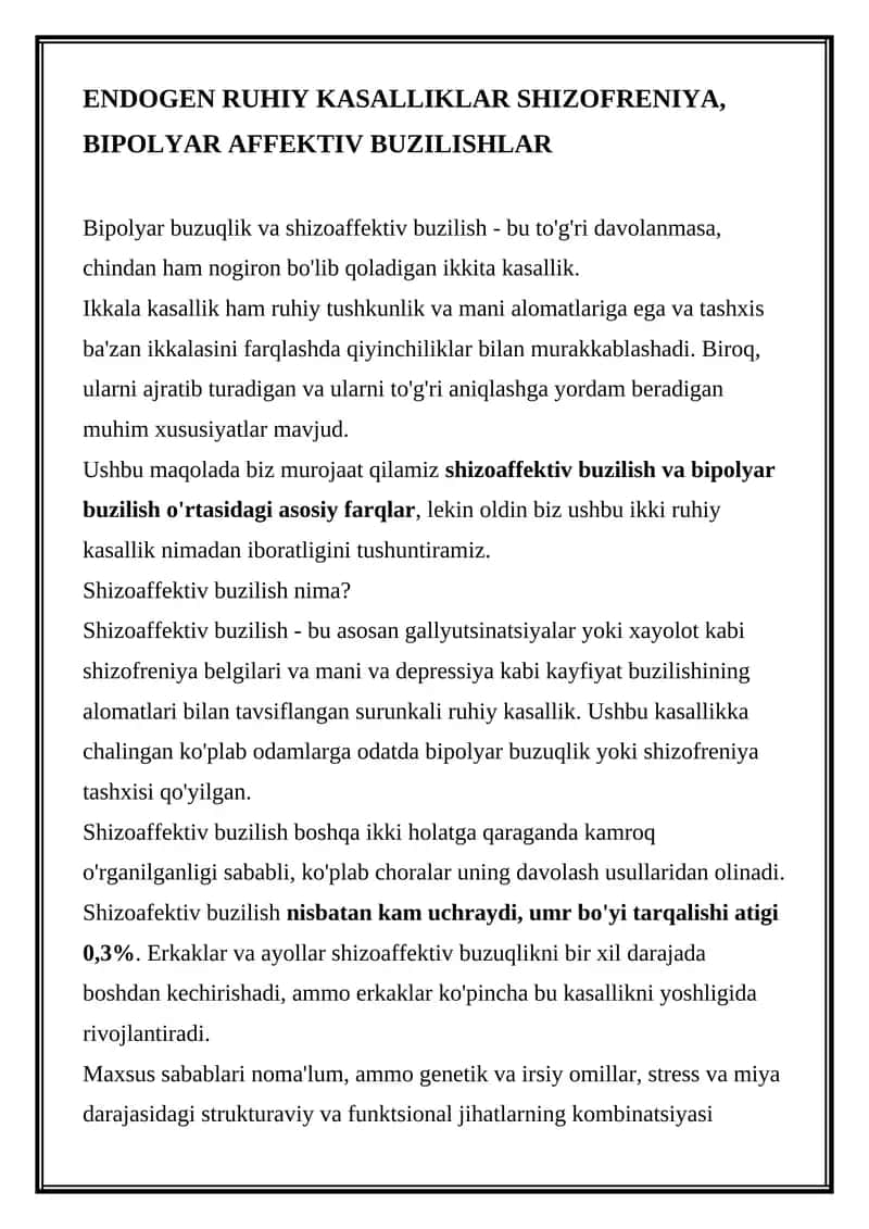 Shizoaffektiv buzilish 1
