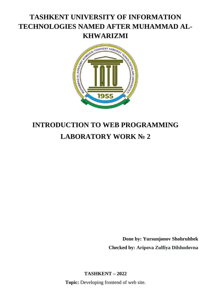 Introduction to Web Programming 1