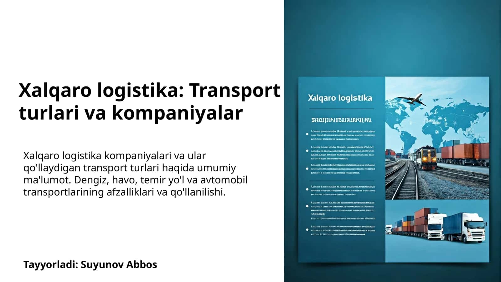 Dengiz transporti: konteyner kemalari va portlar 1