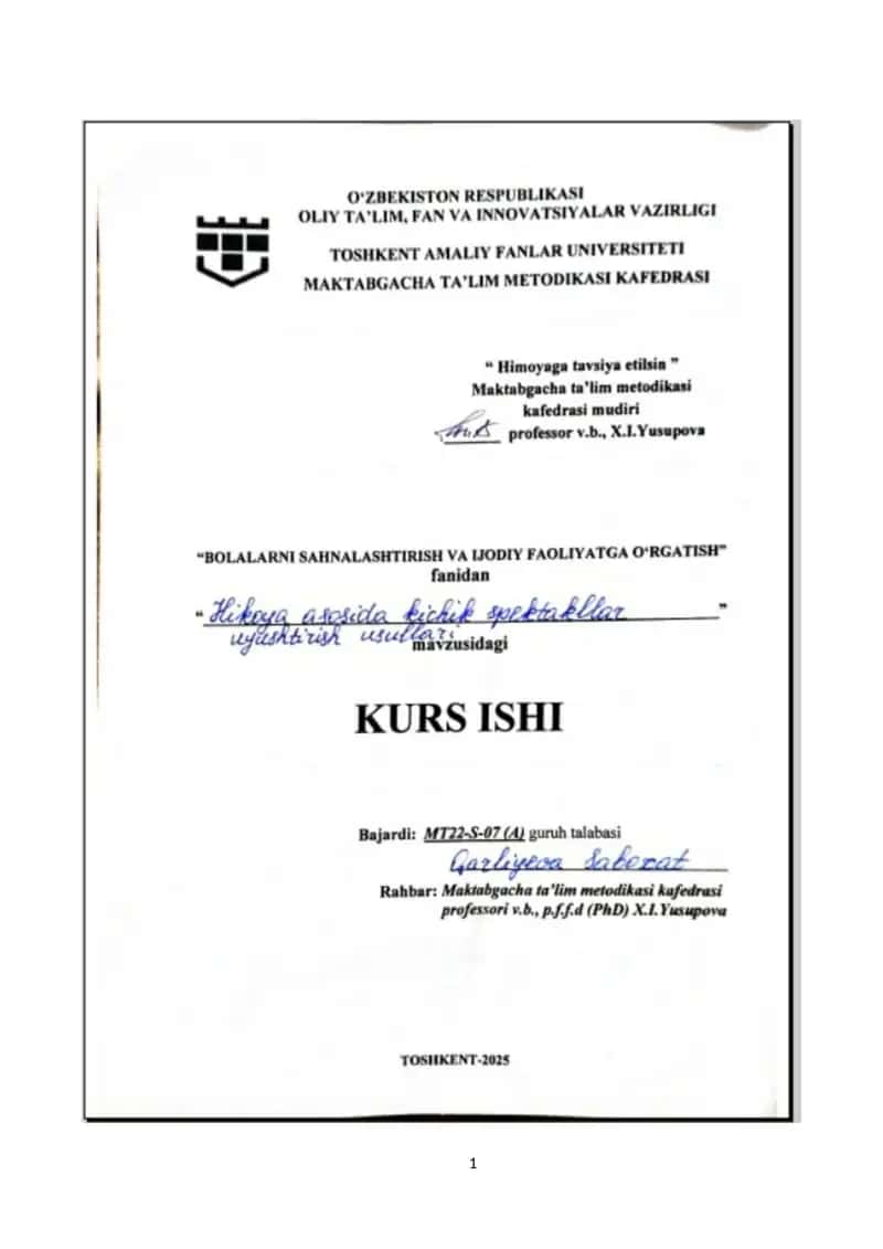 Hikoya asosida kichik spektakllar uyusgtirish usullari 1