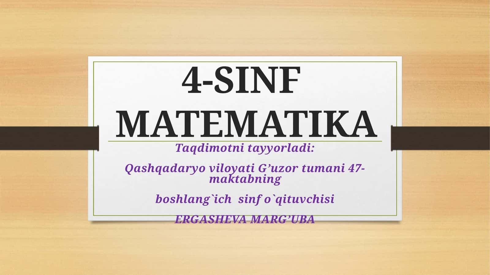 4-sinf Matematika Harakatga doir masalalar dars ishlanma 1