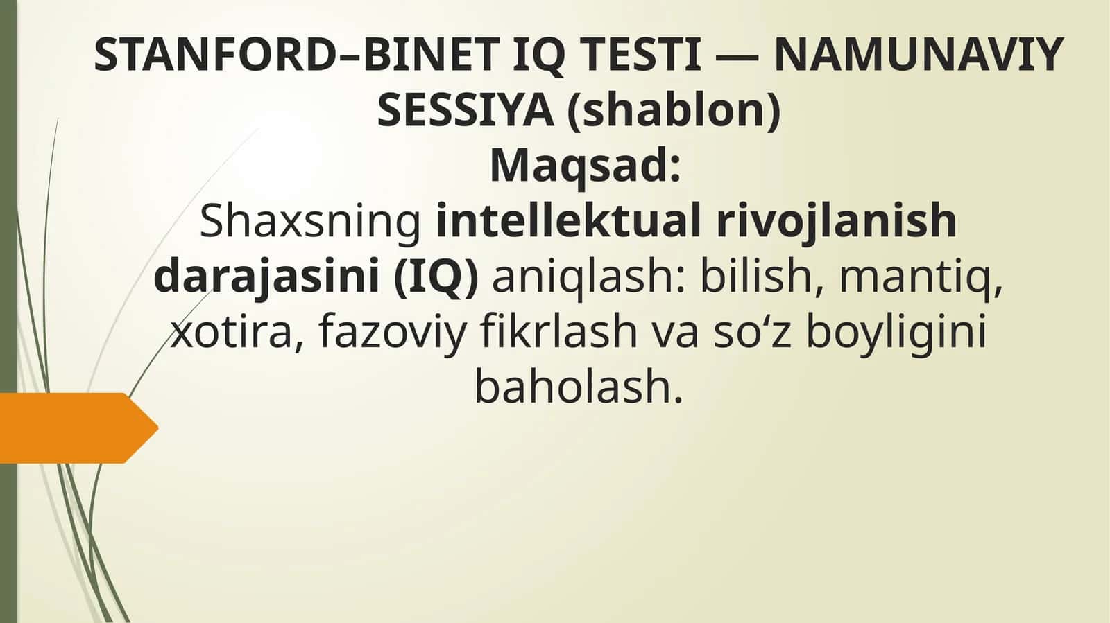 STANFORD–BINET IQ TESTI — NAMUNAVIY SESSIYA (shablon) 1