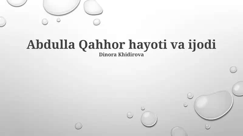 Abdulla Qahhor hayoti va ijodi 1