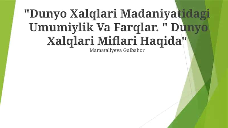 Dunyo Xalqlari Miflari Haqida 1