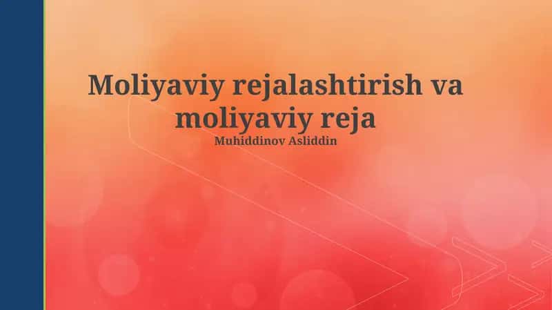 Moliyaviy rejalashtirish va moliyaviy reja 1