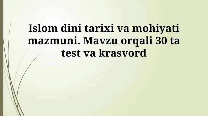Islom dini tarixi va mohiyati mazmuni 1